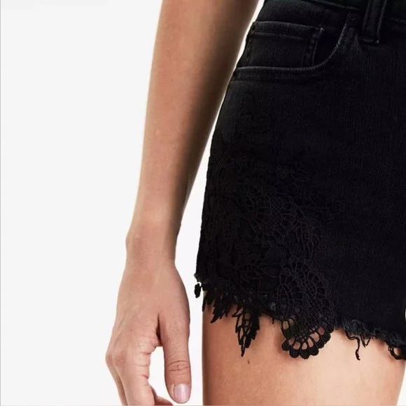 American Eagle Hi-Rise Shortie Size 8 US Black Jean Shorts Super Super Stretch X - Picture 5 of 14